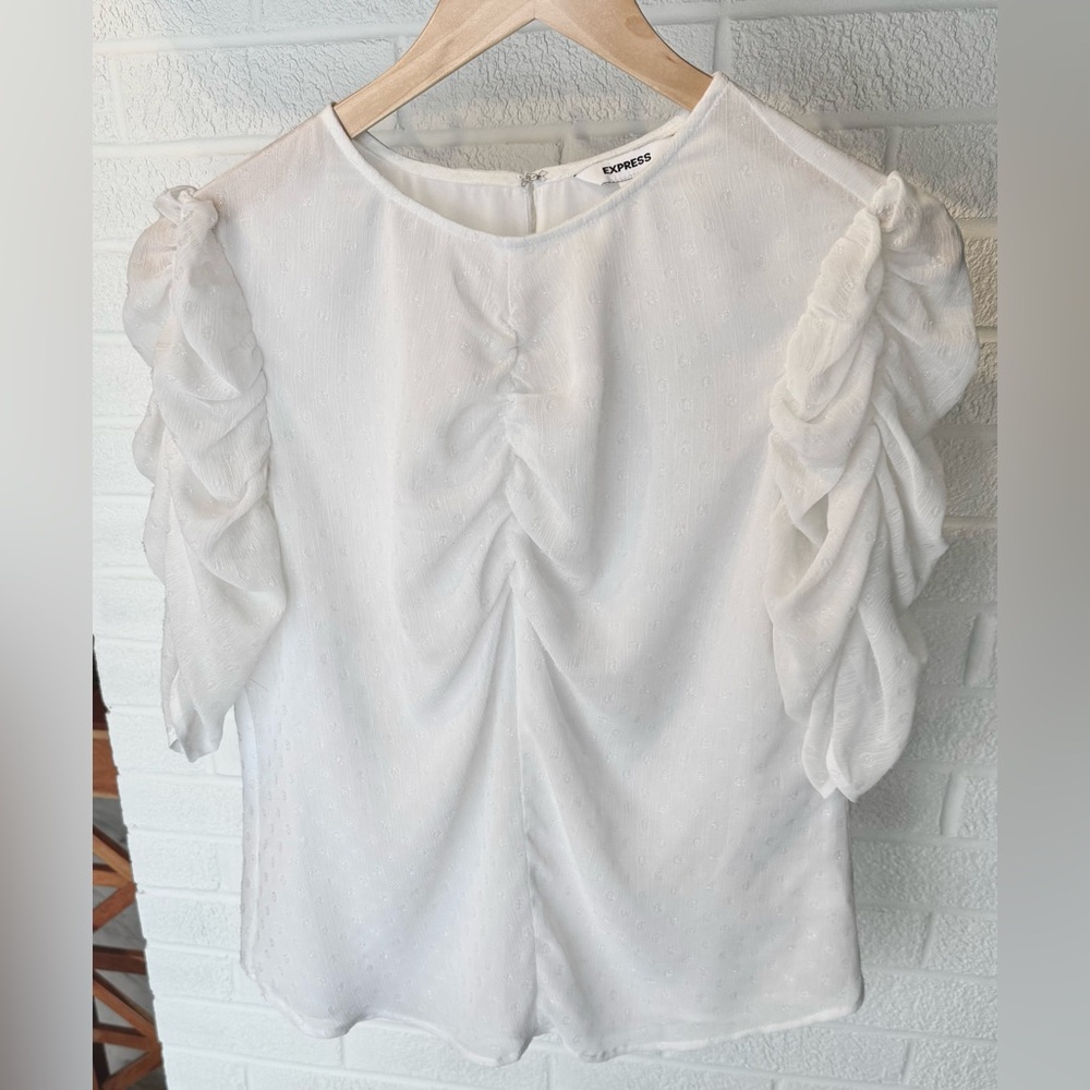 Express White Ruched Blouse